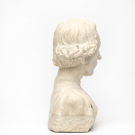 Een Italiaanse witte marmeren buste van een man in Renaissancestijl, 20e eeuw