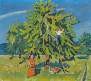 Albert Neuenschwander (1902-1984): La moisson, huile sur toile, dat&eacute; 1931