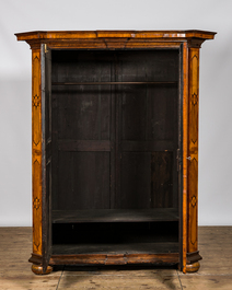 A German walnut veneered two-door marquetry cupboard, 18th C.