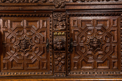 A Flemish wooden renaissance five-door cupboard, 17th C.