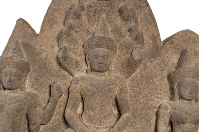 A large Khmer-style stone carving, Cambodia