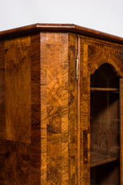 A pair of rootwood veneer display cabinets or buffets, 19th C.