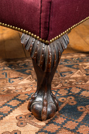 An English walnut armchair, 19th C.