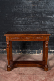 A French Directoire-style mahogany wall console, 19th C.