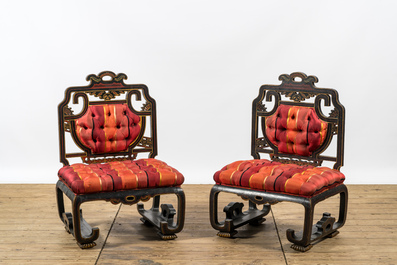 A French oriental inspired three-piece salon set including a sofa and a pair of armchairs, 19th C.