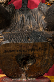 Une sculpture en bois et cornes de cerf repr&eacute;sentant la chasse de Saint Hubert, Allemagne, 19/20&egrave;me