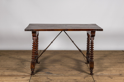 A Spanish walnut table, 17th C. and later