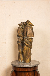 European school: The loving couple, patinated bronze, 20th C.