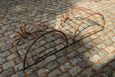 A pair of iron hay troughs, 19th C.