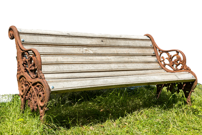 A cast iron and wooden garden bench, 20th C.