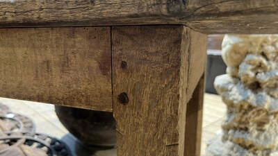 A long low oak wooden table, 17/18th C.