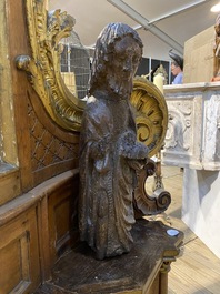 Saint Jean-Baptiste en noyer sculpt&eacute;, Espagne, milieu du 15&egrave;me