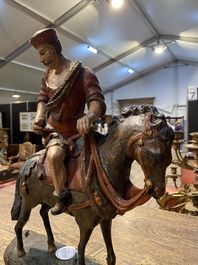 Een Vlaamse polychrome eikenhouten figuur van Sint-Maarten te paard, wellicht Antwerpen, 16e eeuw