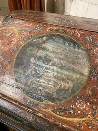 Secr&eacute;taire en bois peint de type 'Hindelooper', la Frise, Pays-Bas, 18&egrave;me
