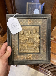 An alabaster relief depicting 'The breaking of the bread', Malines, 17th C.