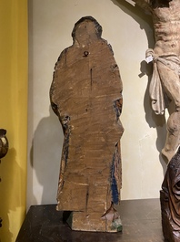 Sainte Barbe en bois sculpt&eacute; et polychrom&eacute;, Allemagne, 16&egrave;me