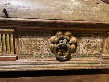 A polychrome wooden coffer with domed top, Italy, 2nd half 16th C.