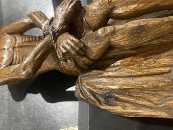 Een eikenhouten sculptuur van Christus op de koude steen, wellicht Vlaanderen, 16e eeuw