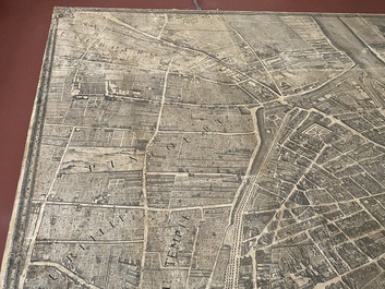 Michel Etienne Turgot (1690-1751): Plan de Paris, gravure sur papier, mont&eacute; sur ch&acirc;ssis en bois, ca. 1739