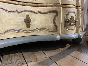A Swedish polychrome wooden commode with four drawers, 19th C.