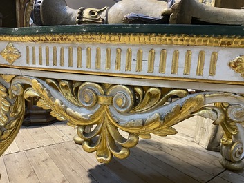 An Italian polychrome and gilt wooden baroque-style table, 19th C.