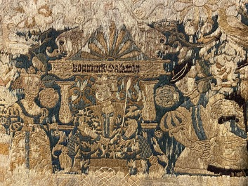 Wollen borduurwerk met decor van 'Salomo en de koningin van Sabba', Vlaanderen of Engeland, eind 16e eeuw