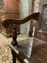 An English oak armchair, early 18th C.