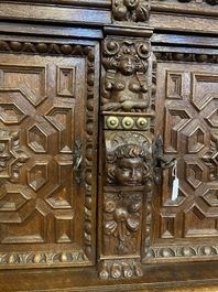 A Flemish wooden renaissance five-door cupboard, 17th C.