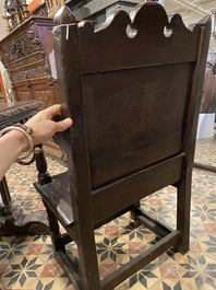 An English oak armchair, early 18th C.