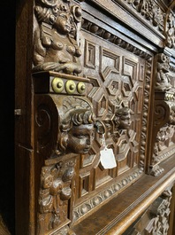 A Flemish wooden renaissance five-door cupboard, 17th C.