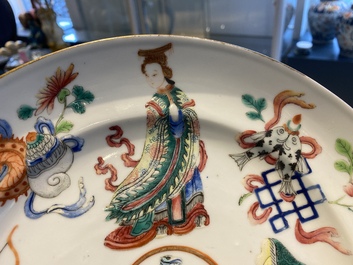 A pair of Chinese famille rose dishes, 19th C.