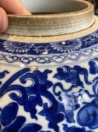 A Chinese blue and white 'lotus scroll' jar, 19th C.