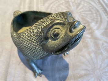 A Chinese bronze 'three-legged toad' censer, Ming