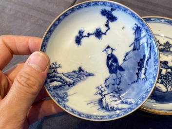 14 pi&egrave;ces &agrave; th&eacute; en porcelaine de Chine en bleu et blanc, Kangxi et post&eacute;rieur