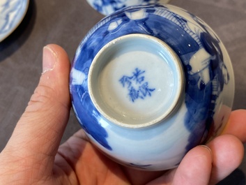 14 Chinese blue and white tea wares, Kangxi and later