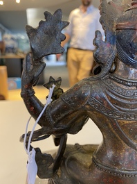 Vasudhara en bronze dor&eacute; et laqu&eacute;, Sino-Tibet, 17&egrave;me