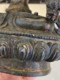 A Sino-Tibetan gilt-lacquered bronze Vasudhara, 17th C.