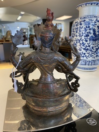 Vasudhara en bronze dor&eacute; et laqu&eacute;, Sino-Tibet, 17&egrave;me