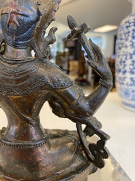 Vasudhara en bronze dor&eacute; et laqu&eacute;, Sino-Tibet, 17&egrave;me