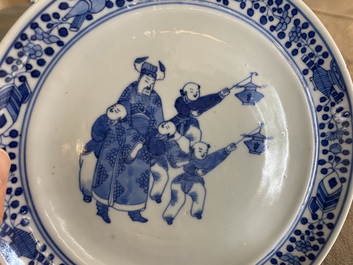 A Chinese blue and white 'Lantern festival' plate, 19th C.