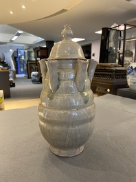 A rare Chinese Yueyao covered urn, probably Song