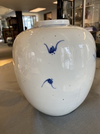 Three Chinese blue and white vases, 19th C.