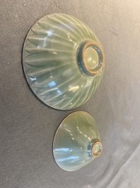 Two Chinese Longquan celadon bowls, Song or later