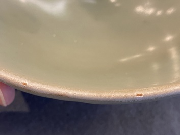 Two Chinese Longquan celadon bowls, Song or later