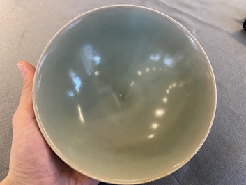 Two Chinese Longquan celadon bowls, Song or later