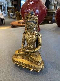 Bouddha Amitayus en bronze dor&eacute;, Sino-Tibet, Qing