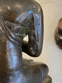 Bouddha de M&eacute;decine ou Bhaishajyaguru en bronze laqu&eacute;, Tibet, 19&egrave;me