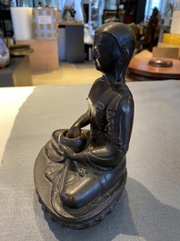 Bouddha de M&eacute;decine ou Bhaishajyaguru en bronze laqu&eacute;, Tibet, 19&egrave;me