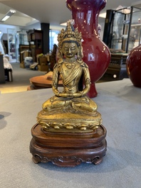 Bouddha Amitayus en bronze dor&eacute;, Sino-Tibet, Qing