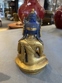 A Sino-Tibetan gilt bronze Buddha Amitayus, Qing